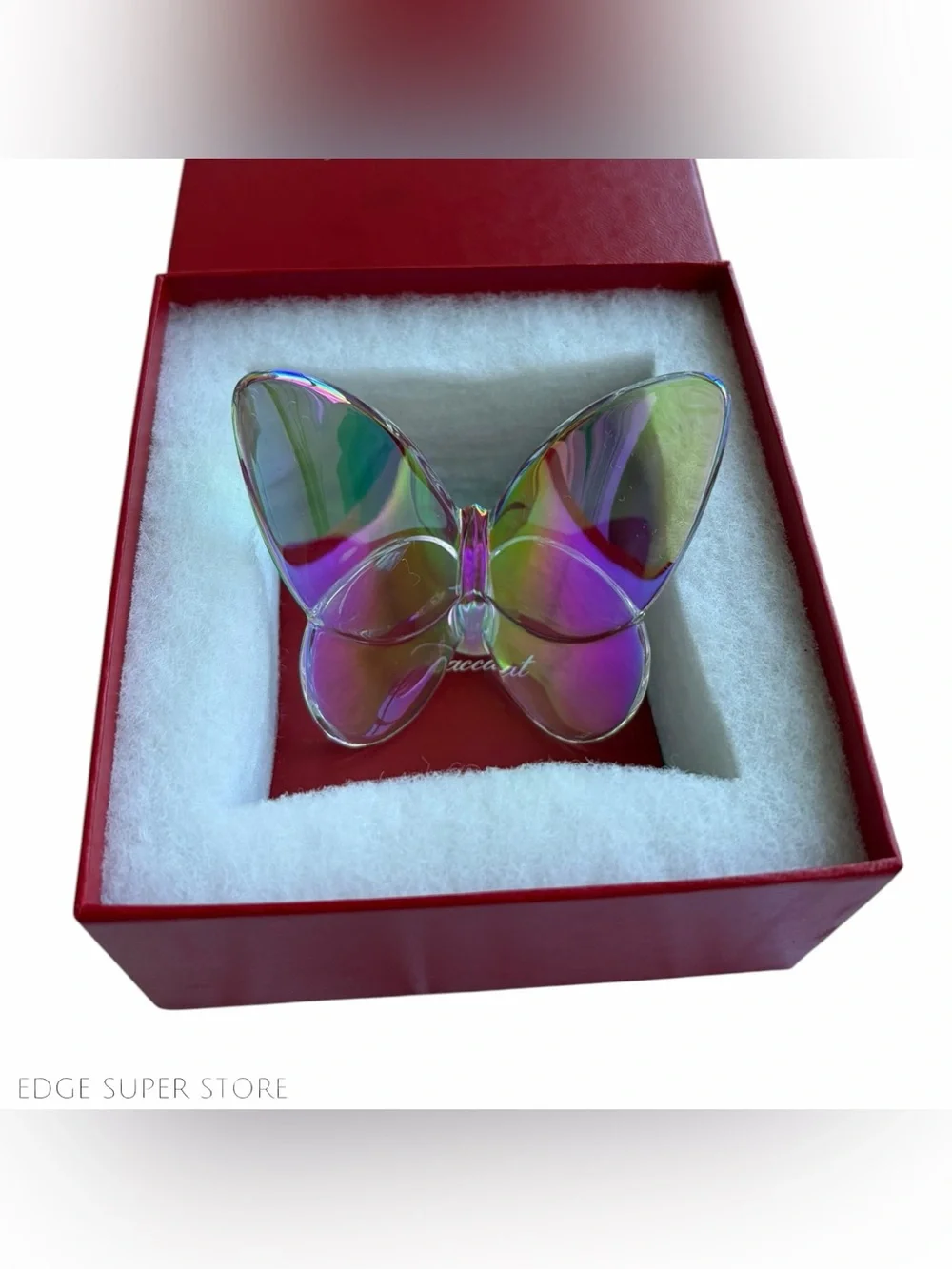 Baccarat Papillon Lucky Clear Iridescent Butterfly Crystal Figurine New 2601482